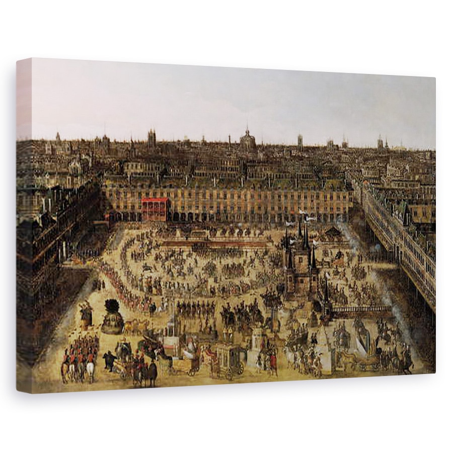 Tablou canvas - Scoala franceza - Place Royale si Carusel in 1612, 60 x 90 cm