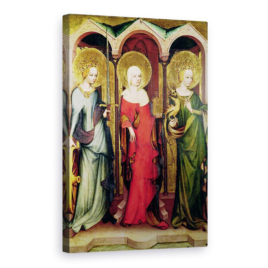 Tablou canvas - Master of the Trebon Altarpiece - Sfanta Ecaterina din Alexandria, Sfanta Maria Magdalena si Sfanta Margareta de Antiohia, 80 x 120cm