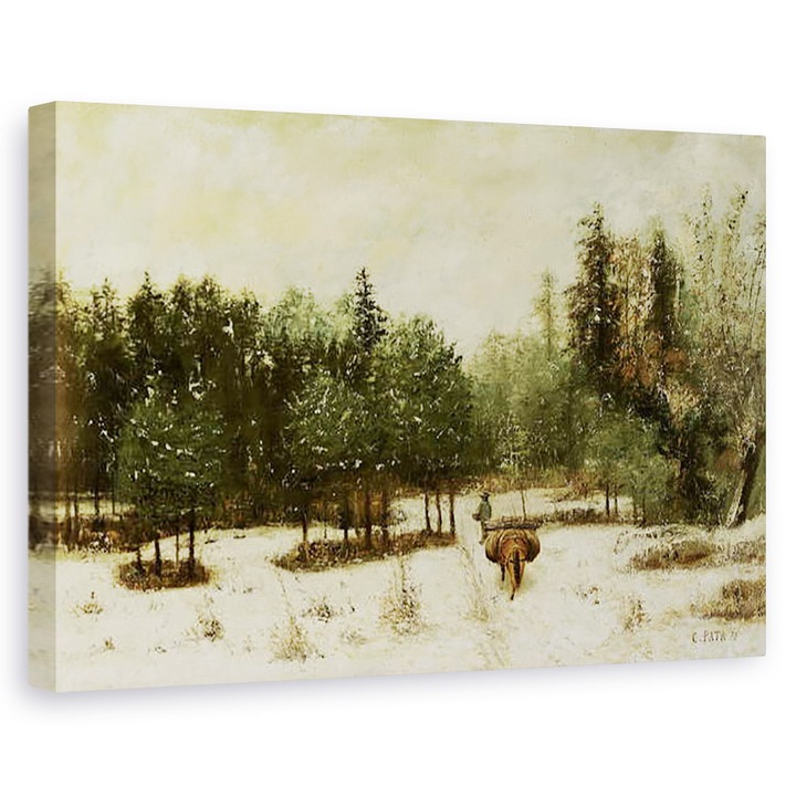 Cherubino Pata - Belépés az erdőbe télen. Hóhatás, Vászonkép, 60 x 90 cm