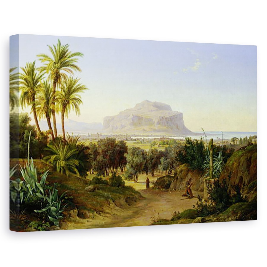 Tablou canvas - August Wilhelm Julius Ahlborn - Vedere spre Palermo cu Muntele Pellegrino, 60 x 90 cm
