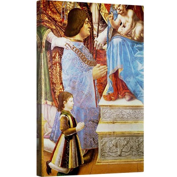 Tablou canvas - Master of the Pala Sforzesca - Detaliu al lui Ludovico il Moro 1451-1508 si al fiului sau Massimiliano 1491-1530 din Altarul Sforza, 60 x 90 cm Tablou canvas - Master of the Pala Sforzesca - Detaliu al lui Ludovico il Moro 1451-1508 si al fiului sau Massimiliano 1491-1530 din Altarul Sforza, 60 x 90 cm