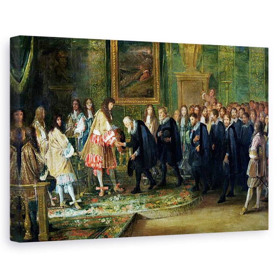 Tablou canvas - Adam Frans van der Meulen - Receptia ambasadorilor celor treisprezece cantoane elvetiene de Ludovic al XIV-lea 1638-1715 la Luvru, 11 noiembrie 1663, 60 x 90 cm