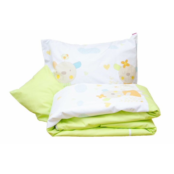 Детско спално бельо Кidsdecor, пролетно, 110х125 см, 40х60 см, Зелен