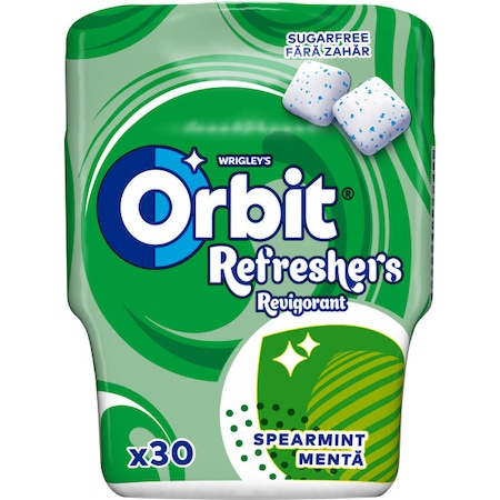Guma de mestecat cu aroma de menta Orbit Refresher Bottle Spearmint, 30 buc, 67g
