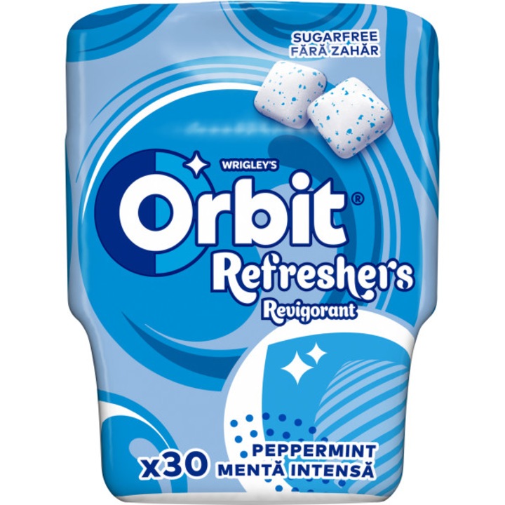Guma de mestecat cu aroma de menta Orbit Refresher Bottle Peppermint, 30 buc, 67g