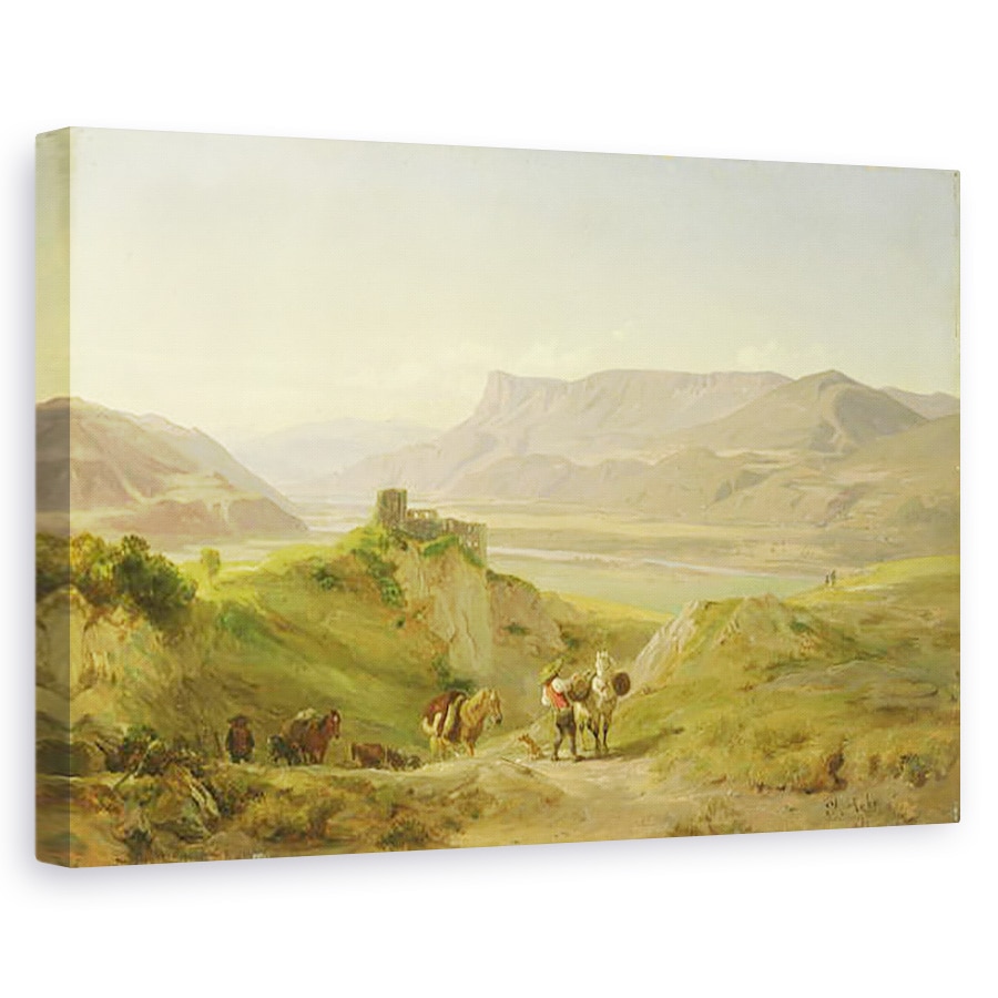 Tablou canvas - Johann Georg Paul Mohr - Ruinele castelului Brunnenburg din Valea Etschtal, 60 x 90 cm