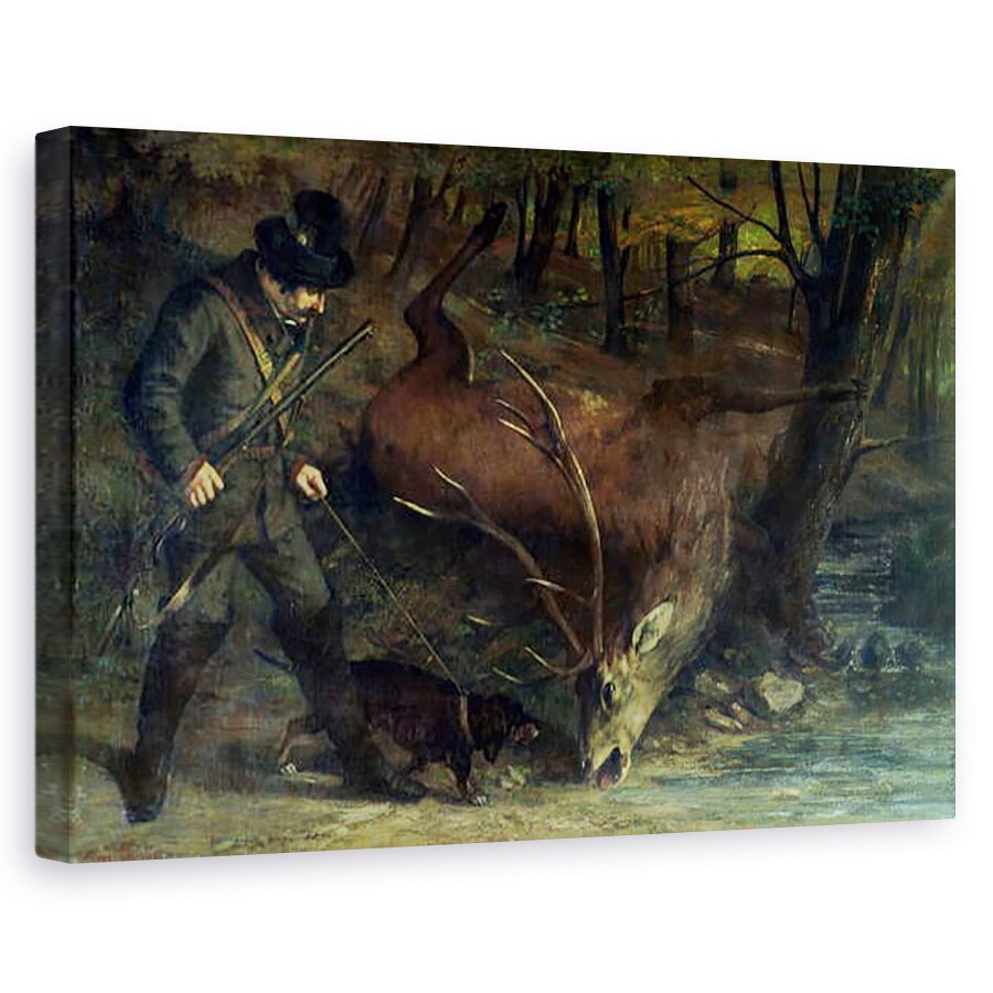 Tablou canvas - Gustave Courbet - Moartea cerbului, 60 x 90 cm