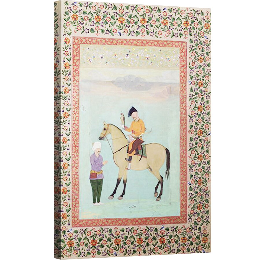 Tablou canvas - Scoala indiana - Dna E-14 Shah Abbas 1571-1629 pe un cal care detine un soim, 60 x 90 cm