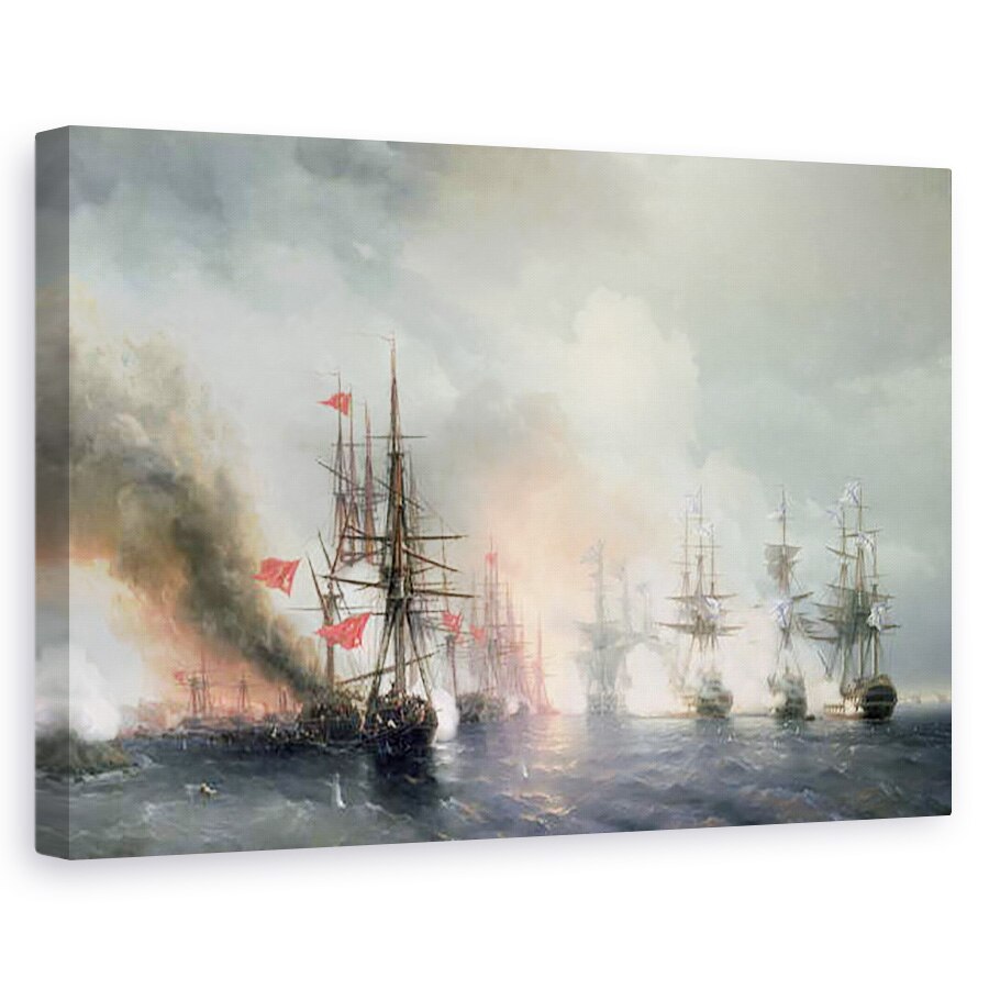 Tablou canvas - Ivan Konstantinovich Aivazovsky - Batalia ruso-turca de la Sinop din 18 noiembrie 1853, 60 x 90 cm