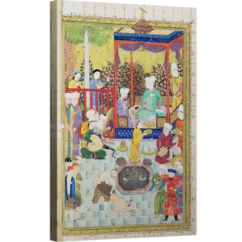 Tablou canvas - Scoala Persana - Dna C-822 fol.1v O receptie princiara, ilustratie din Shahnama Cartea Regilor, de Abul-Qasim Mansur Firdawsi c.934-c.1020, 60 x 90 cm Tablou canvas - Scoala Persana - Dna C-822 fol.1v O receptie princiara, ilustratie din Shahnama Cartea Regilor, de Abul-Qasim Mansur Firdawsi c.934-c.1020, 60 x 90 cm