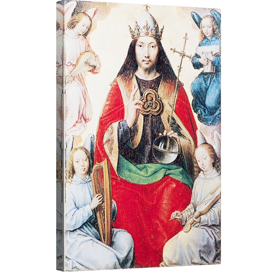 Tablou canvas - Hans Memling - Triptic al vanitatii pamantesti si al mantuirii divine, Hristos in slava din spatele panoului central, 80 x 120cm