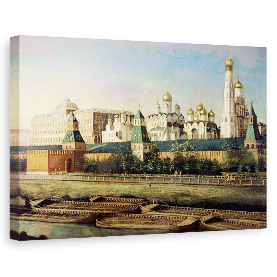 Tablou canvas - Nikolai Ivanov Podklutchnikov - Vedere a Kremlinului din Moscova de la dig, 60 x 90 cm