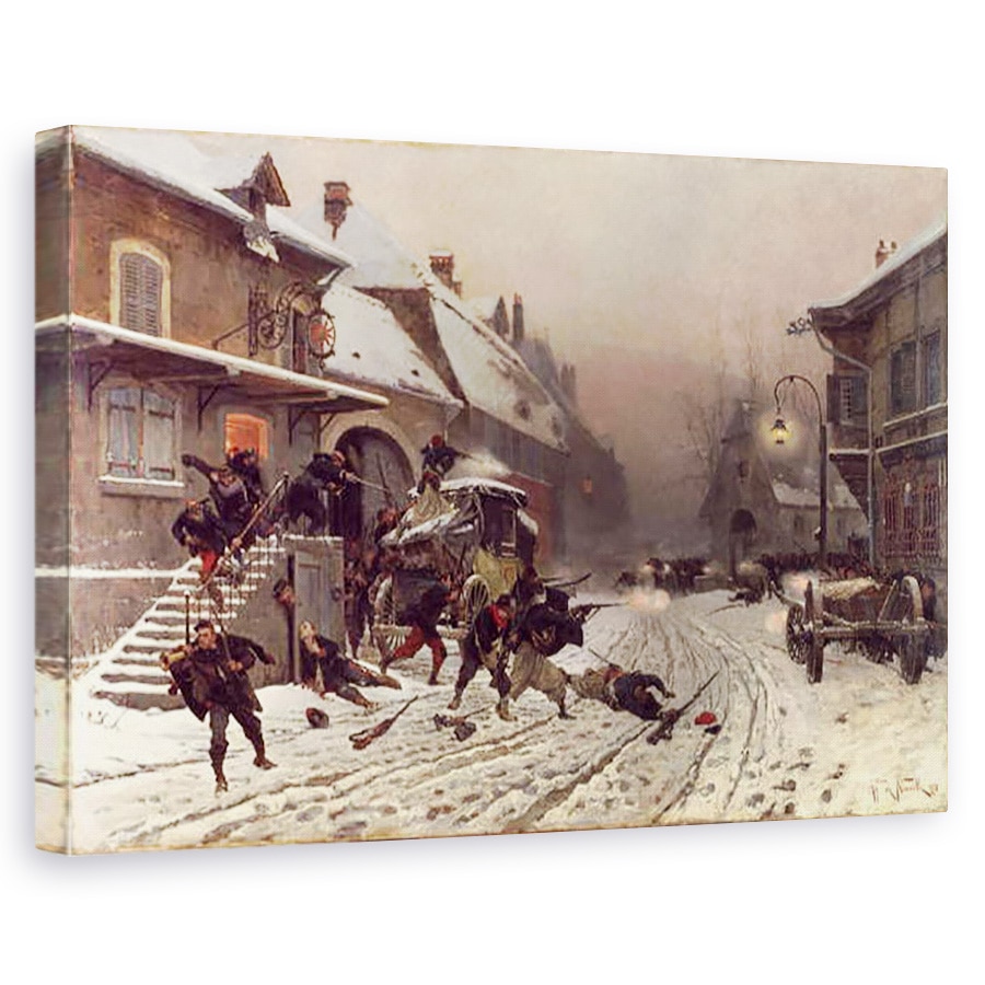 Tablou canvas - Alphonse Marie de Neuville - Atacul din zori, 60 x 90 cm