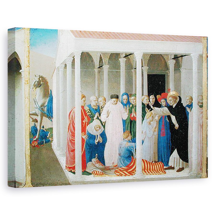 Tablou canvas - Fra Angelico - invierea lui Napoleon Orsini de Sfantul Dominic, din panoul predella al incoronarii Fecioarei, 60 x 90 cm
