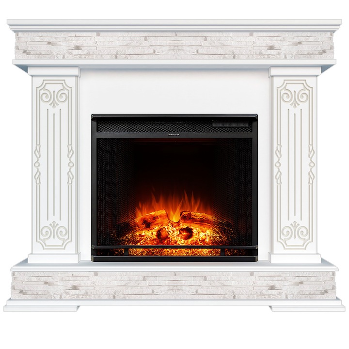 Semineu electric, Masomi, Patrik 26 & Nexus-23' 1600 W, lemn alb, 114*95*34 cm