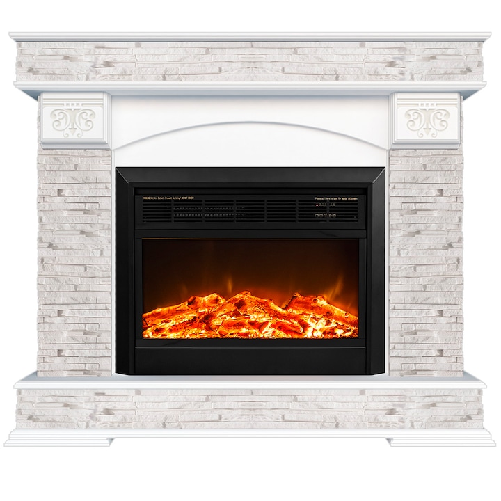 Semineu electric, Masomi, Onyx 26 & Marsel-26' 1600 W, lemn alb, 115*94*34 cm