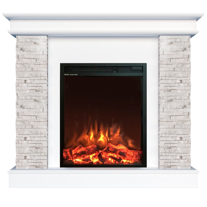 Semineu electric, Masomi, Richmond 23 & Miriam-18' 1600 W, lemn alb, 106*99*32 cm