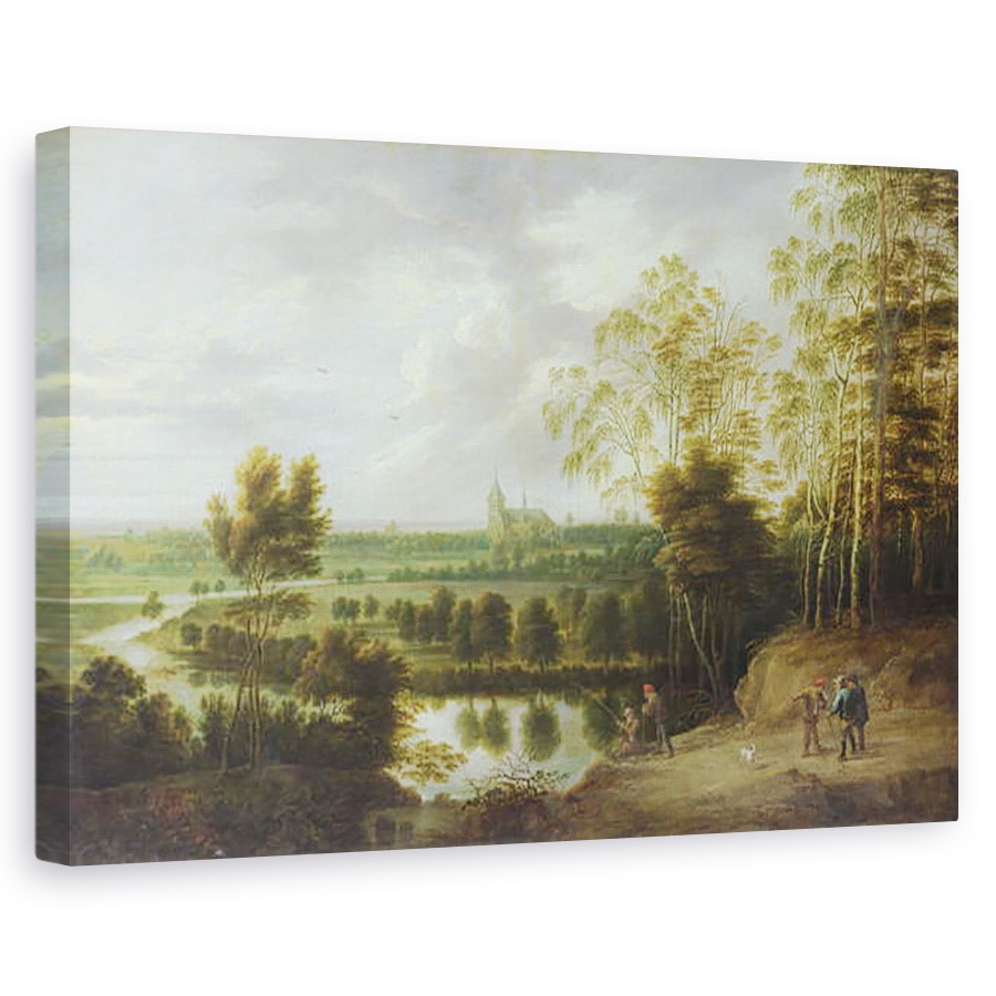 Tablou canvas - Lucas van Uden - Peisaj cu Pescar, 80 x 120cm