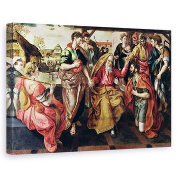 Tablou canvas - Maarten de Vos - Eliezer cerand ca Rebecca sa se casatoreasca cu Isaac, 80 x 120cm Tablou canvas - Maarten de Vos - Eliezer cerand ca Rebecca sa se casatoreasca cu Isaac, 80 x 120cm
