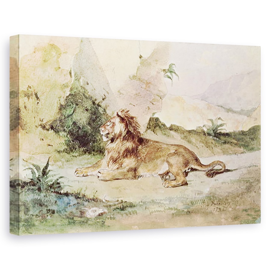 Tablou canvas - Ferdinand Victor Eugene Delacroix - Un leu in desert, 80 x 120cm