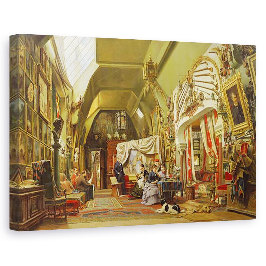 Tablou canvas - Charles Giraud - Eugene Giraud 1806-81 in Studio impreuna cu fratele sau, Charles si fiul sau, 80 x 120cm