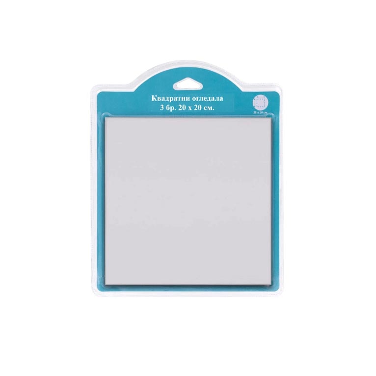 Set 3 oglinzi patrate de perete Felis, Sticla acrilica, Fara rama, 20x20 cm