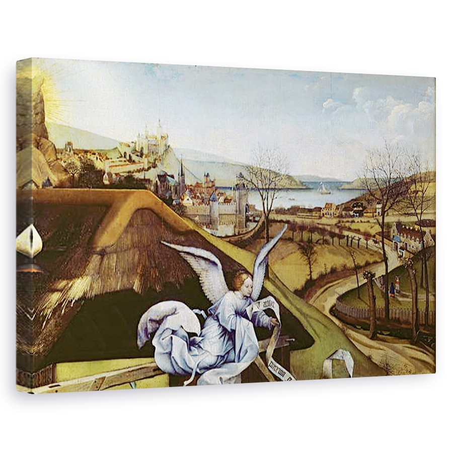 Tablou canvas - Master of Flemalle - Nasterea Domnului, detalii ale peisajului, 60 x 90 cm