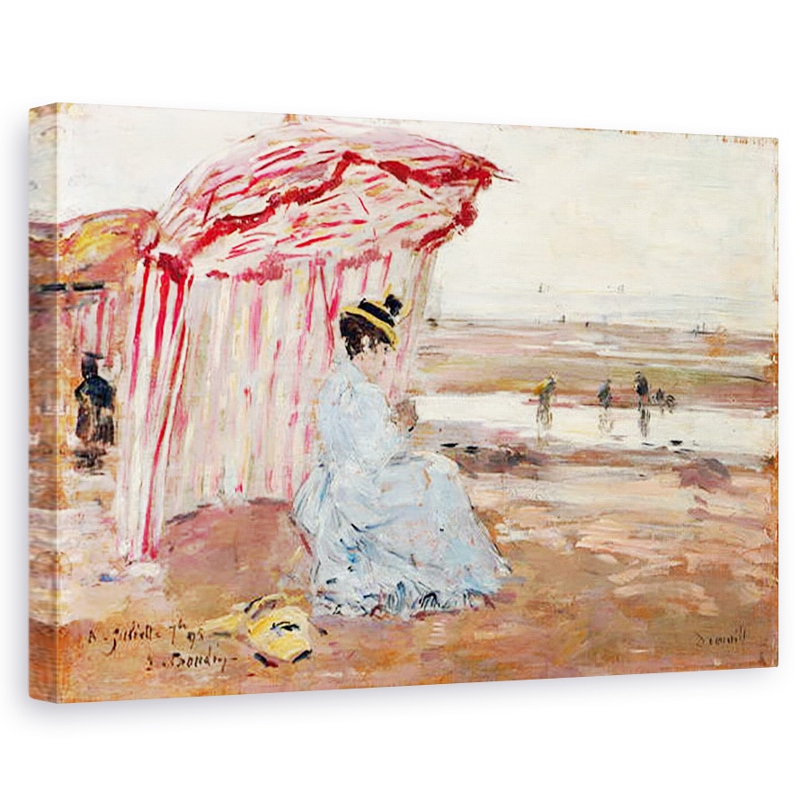 Tablou canvas - Eugene Louis Boudin - Femeie Sub Plaja Umbrela, 60 x 90 cm