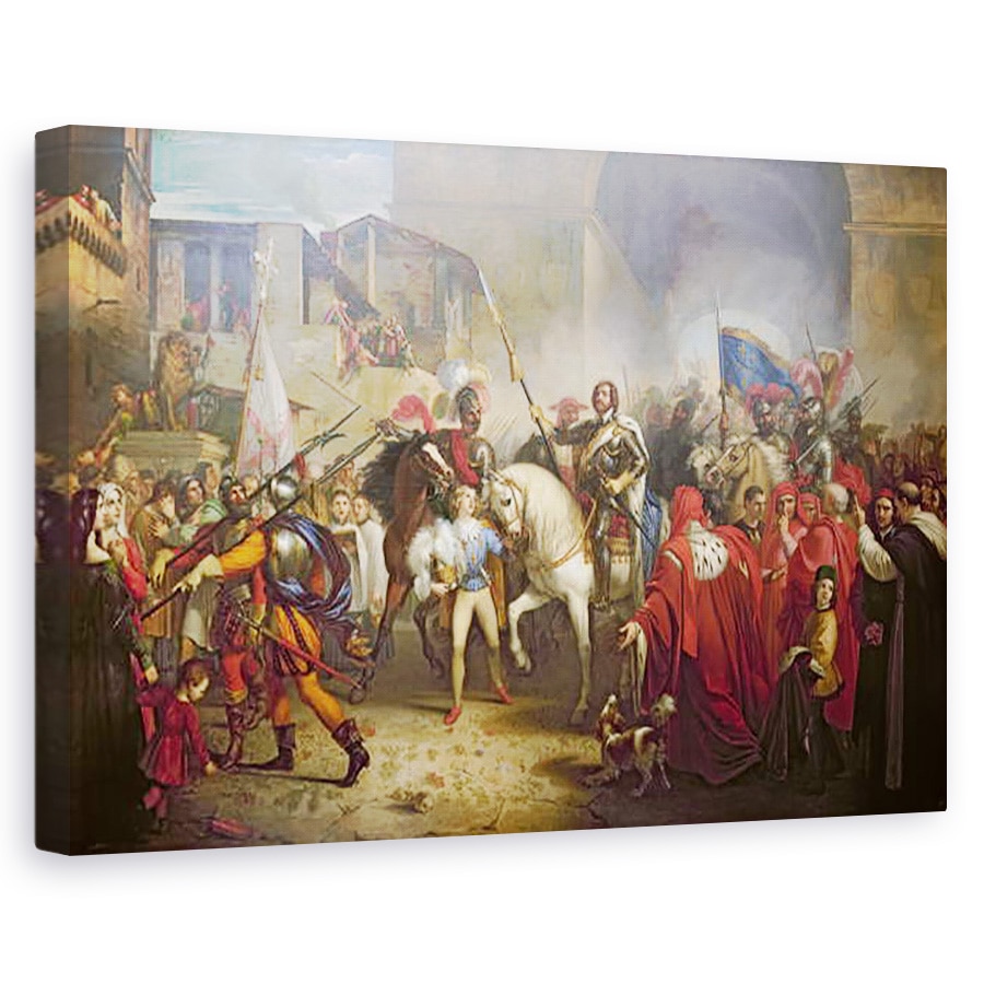 Tablou canvas - Giuseppe Bezzuoli - Intrarea lui Charles VIII 1470-98 in Florenta in 1494, 80 x 120cm