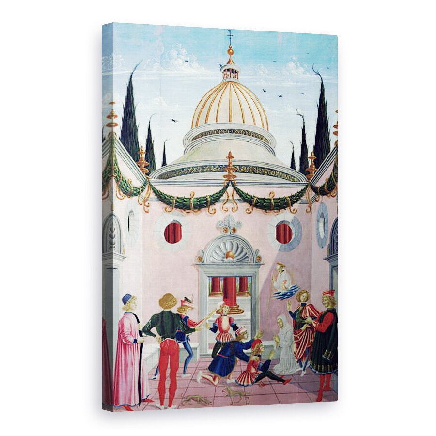 Tablou canvas - Fiorenzo di Lorenzo - St Bernardino din Siena 1380-1444 salvarea unui tanar lovit in cap cu o lopata, 60 x 90 cm