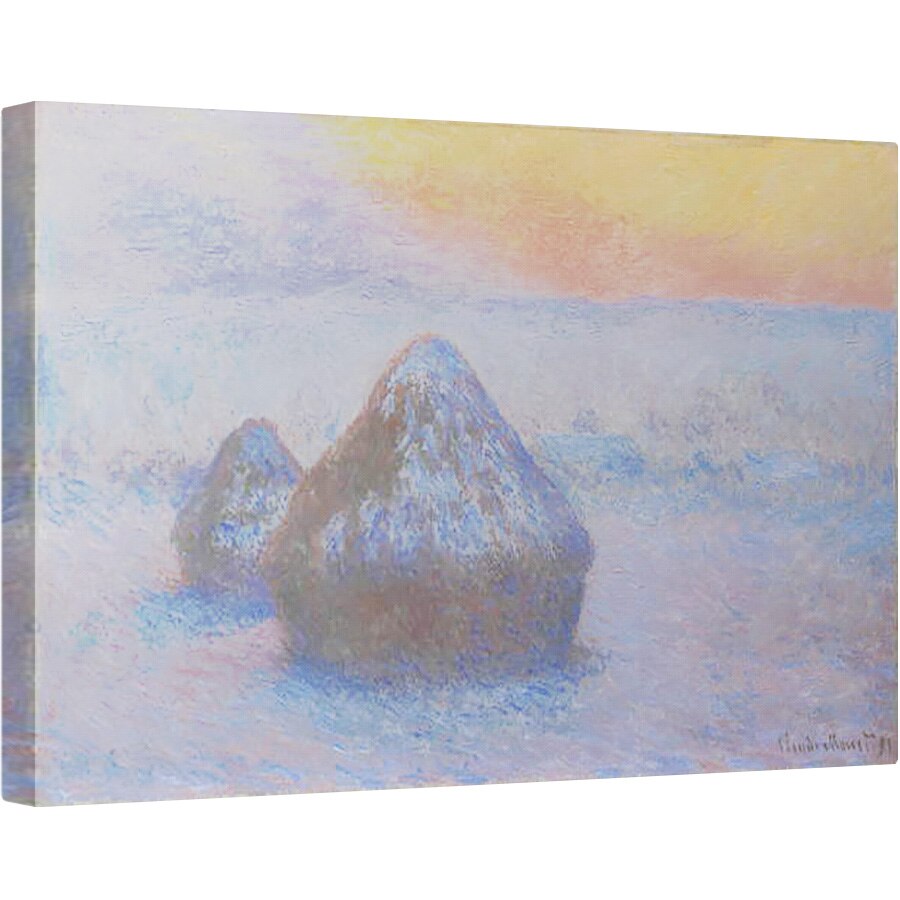 Tablou canvas - Claude Monet - Stive de grau apus de soare, efect de zapada, 40 x 60 cm