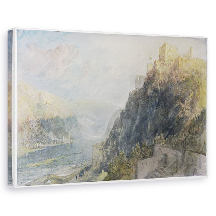 Tablou canvas - Joseph Mallord William Turner - Rheinfels cauta Katz si Gourhausen, 60 x 90 cm
