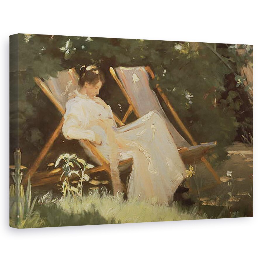 Tablou canvas - Peder Severin Kroyer - Sotia artistului stand intr-un scaun de gradina la Skagen, 60 x 90 cm
