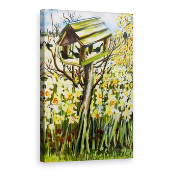 Tablou canvas - Joan Thewsey - Narcisele si Pasari in Birdhouse, 2000, 40 x 60 cm Tablou canvas - Joan Thewsey - Narcisele si Pasari in Birdhouse, 2000, 40 x 60 cm