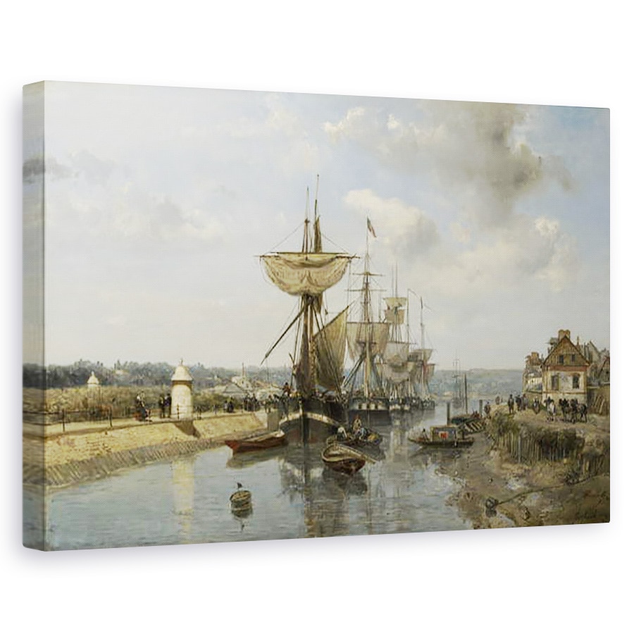 Tablou canvas - Johan-Barthold Jongkind - Fregate, Portul Harfleur, 60 x 90 cm