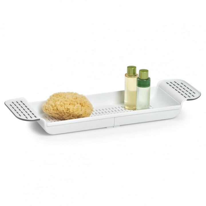 Suport extensibil cada Zeller, plastic, 55x17.3x6.5 cm, alb