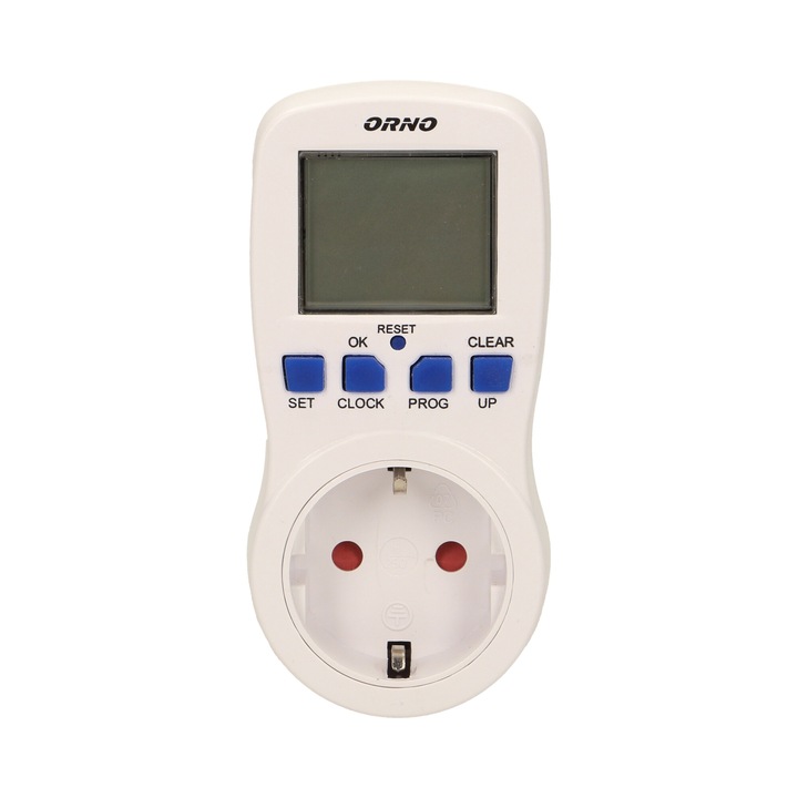 ORNO OR-PRE-409(GS) програмируем контакт, шуко, 230V, 16A, 3680W, 12/24 часа, IP20, бял