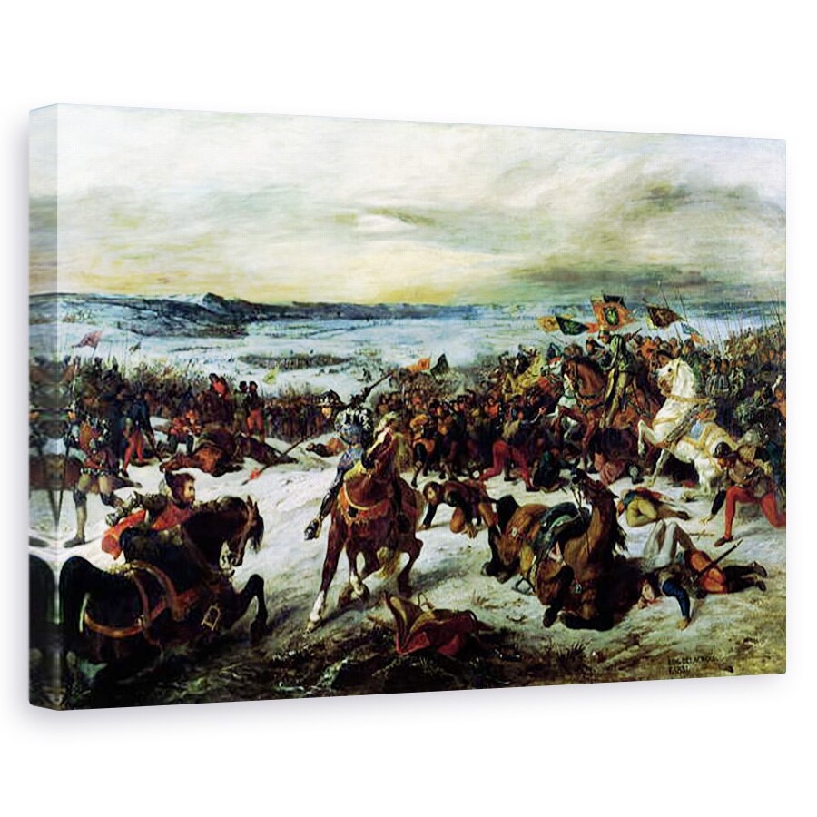 Tablou canvas - Ferdinand Victor Eugene Delacroix - Moartea lui Carol cel Bold 1433-77 in batalia de la Nancy, 5 ianuarie 1477, 80 x 120cm