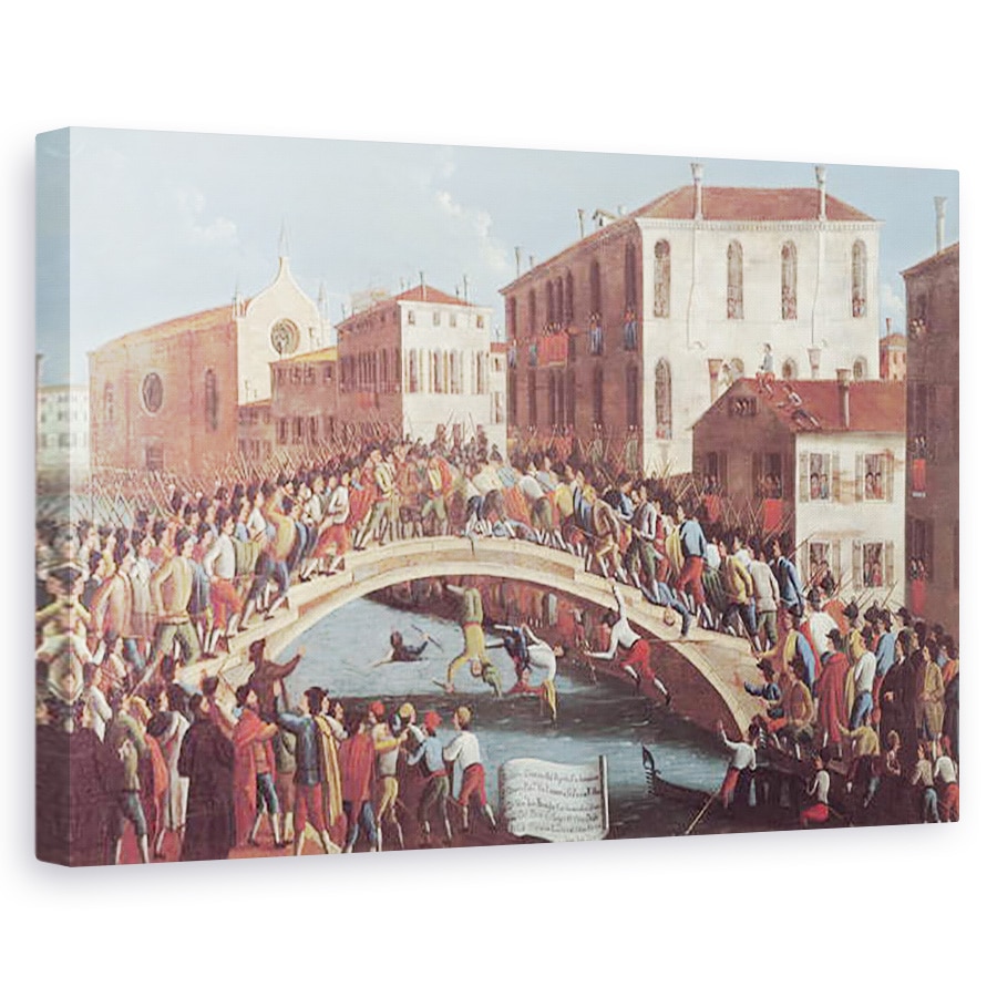 Tablou canvas - Gabriele Bella - Lupta cu bastoane pe Ponte Santa Fosca, 80 x 120cm
