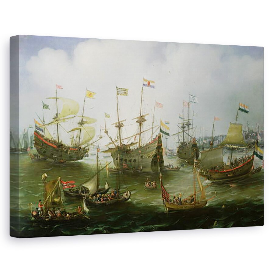 Tablou canvas - Andries van Eertvelt - intoarcerea la Amsterdam a celei de-a doua expeditii in Indiile de Est la 19 iulie 1599, 80 x 120cm