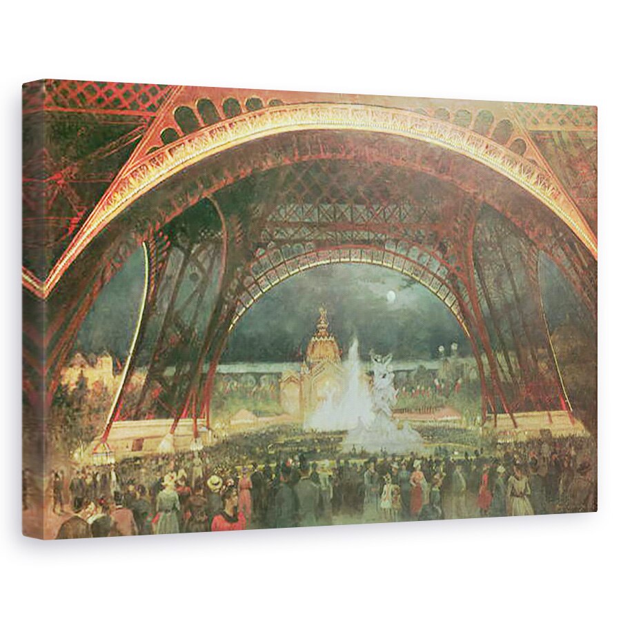 Tablou canvas - Francois Geoffroy Roux - Celebrare in noaptea Expozitiei Universelle in 1889 pe esplanada Champs de Mars, 40 x 60 cm