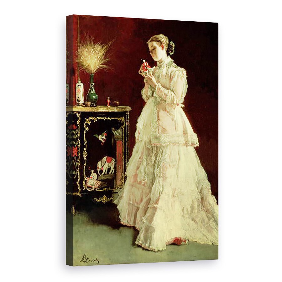 Tablou canvas - Alfred Emile Stevens - Doamna in roz, 80 x 120cm