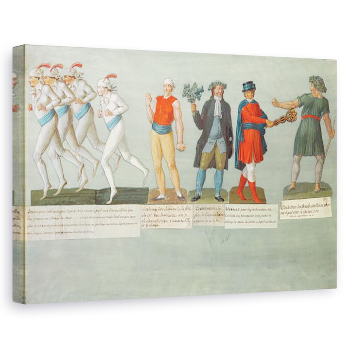P. A. Lesueur - Sportolók és fesztiválok résztvevői a francia forradalmi időszakban, Vászonkép, 40 x 60 cm