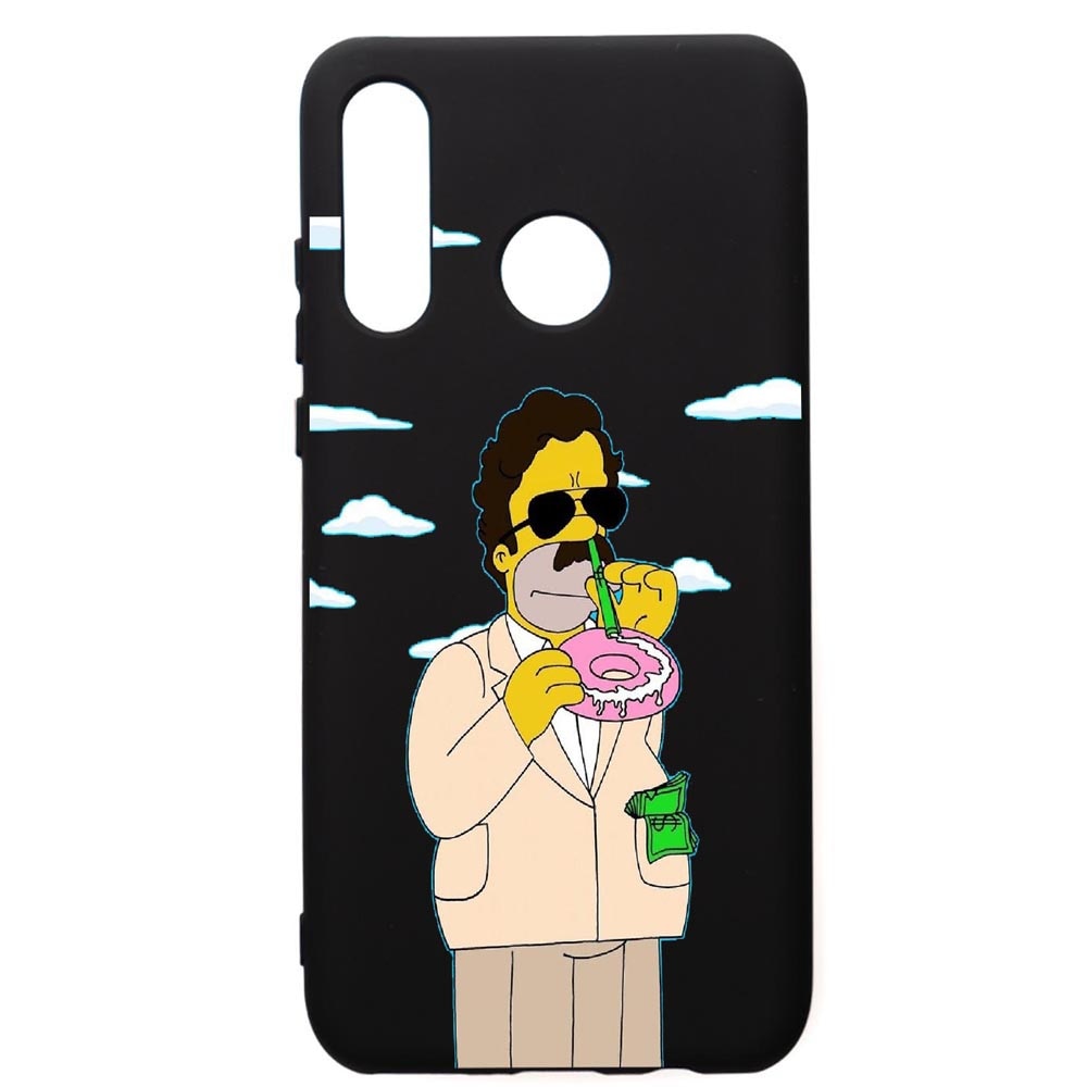Husa de protectie Huawei P30 Lite, Narcos Simpsons, silicon, cu interiorul din material textil, protectie camera, PB440