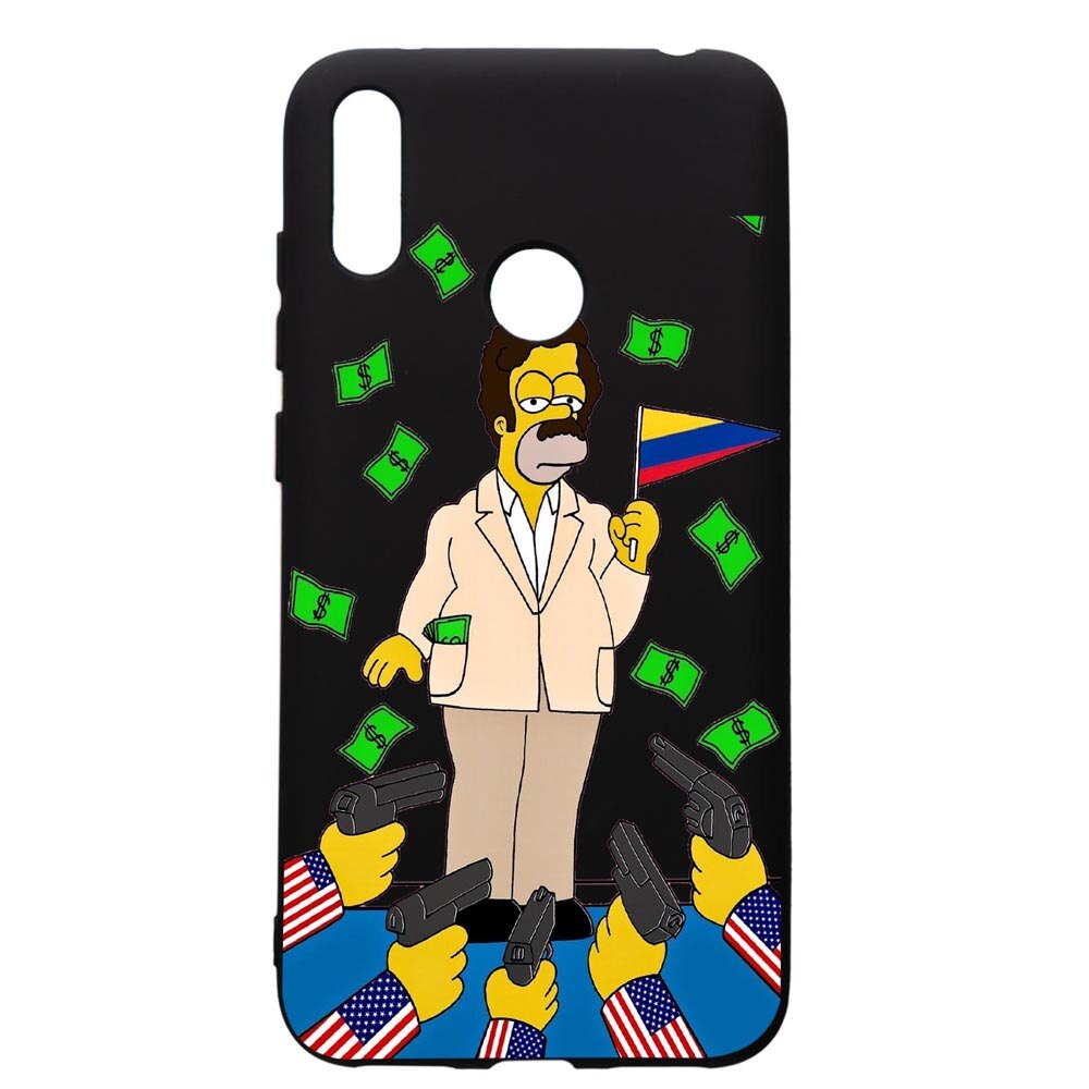 Husa de protectie Huawei Y7 2019, Narcos Simpsons, silicon, cu interiorul din material textil, protectie camera, PB439