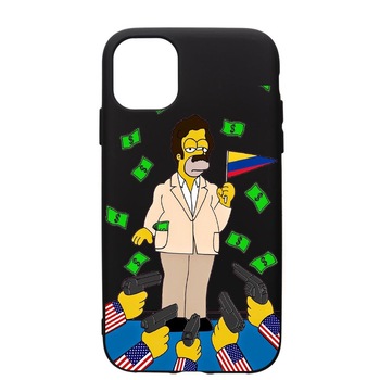 Husa de protectie Apple iPhone 12 Pro, Narcos Simpsons, silicon, cu interiorul din material textil, protectie camera, PB439 Husa de protectie Apple iPhone 12 Pro, Narcos Simpsons, silicon, cu interiorul din material textil, protectie camera, PB439