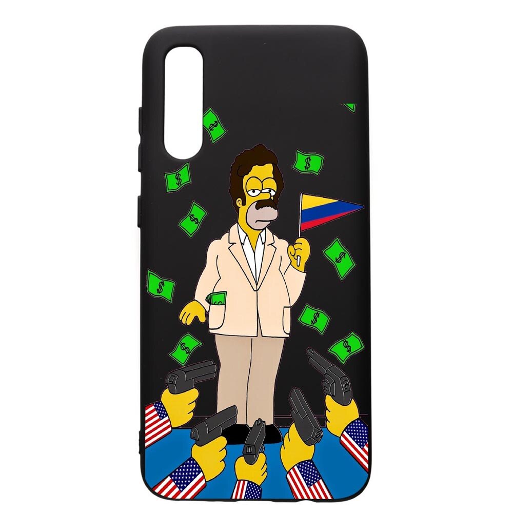 Husa de protectie Samsung Galaxy A50, Narcos Simpsons, silicon, cu interiorul din material textil, protectie camera, PB439