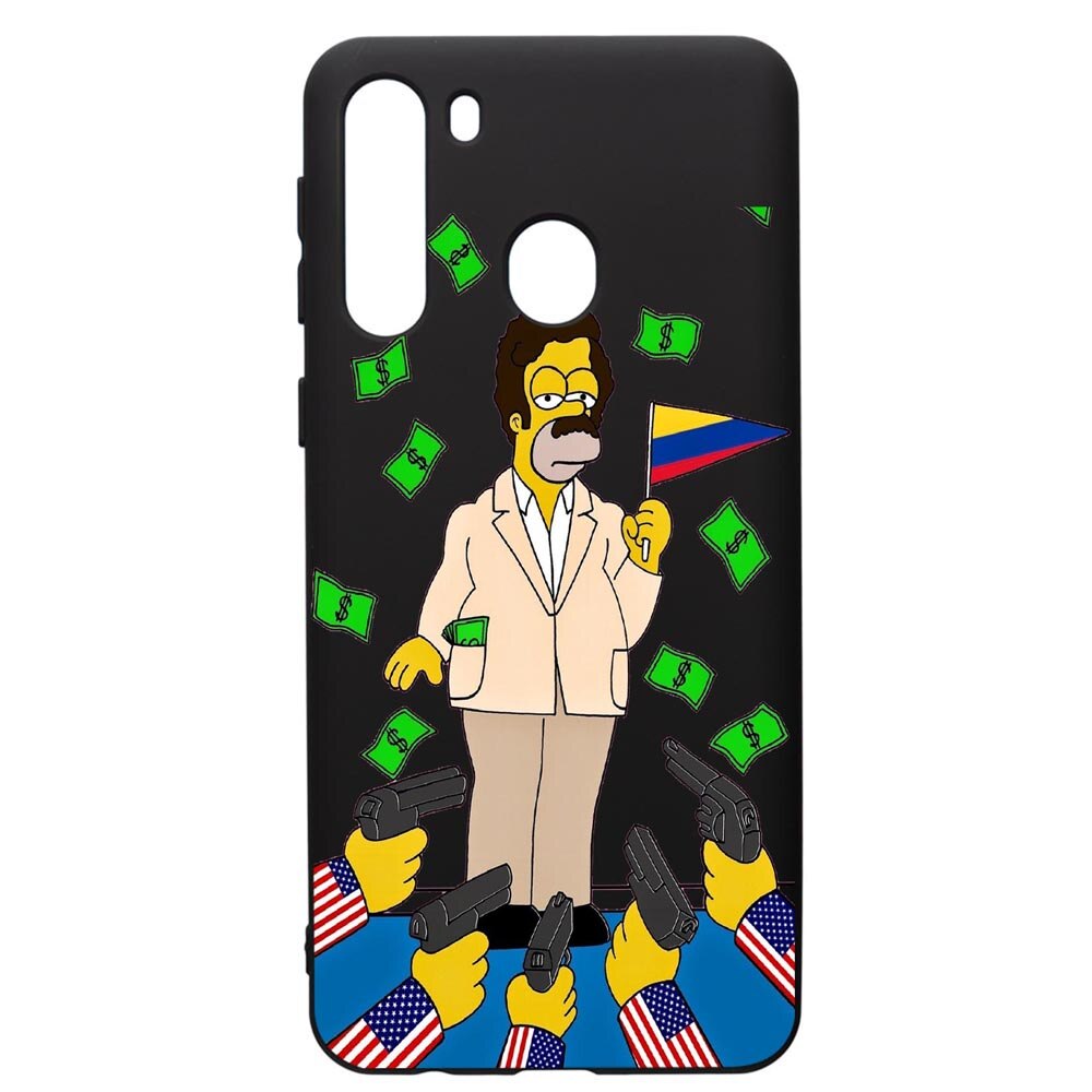 Husa de protectie Samsung Galaxy A21S, Narcos Simpsons, silicon, cu interiorul din material textil, protectie camera, PB439
