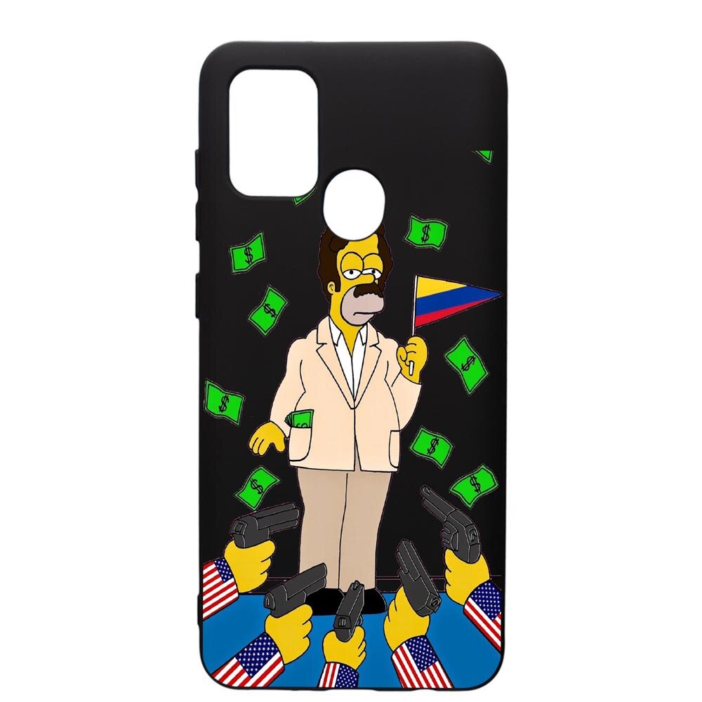Husa de protectie Samsung Galaxy A21, Narcos Simpsons, silicon, cu interiorul din material textil, protectie camera, PB439