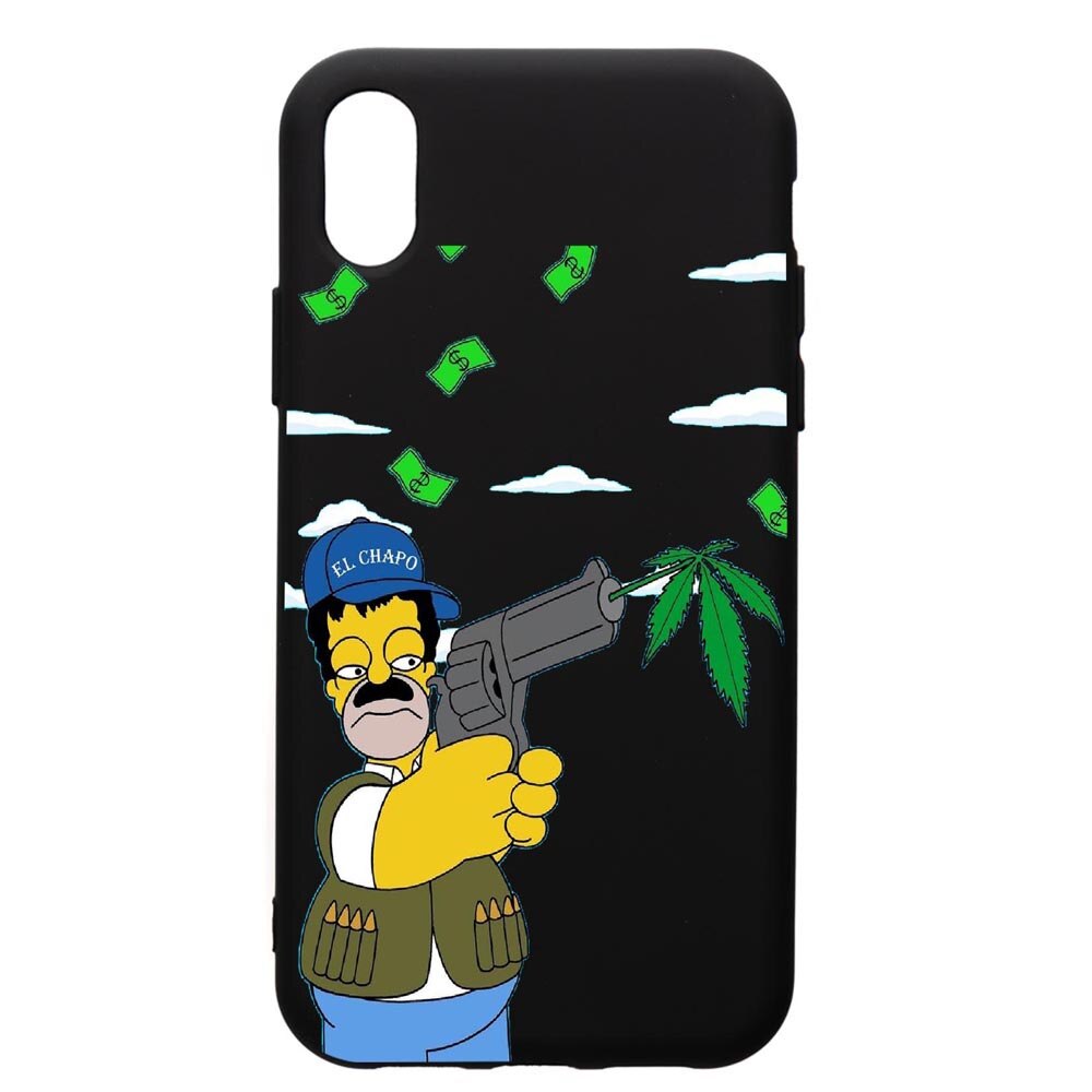Husa de protectie Apple iPhone XS / iPhone X, Narcos Simpsons, silicon, cu interiorul din material textil, protectie camera, PB441
